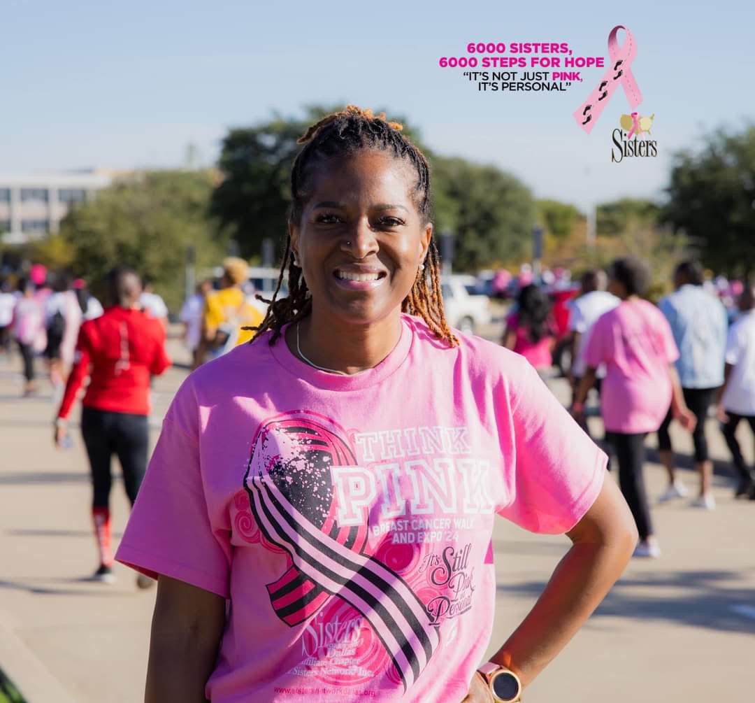 LaWanda Crawford at an outdoor breast cancer awareness walk